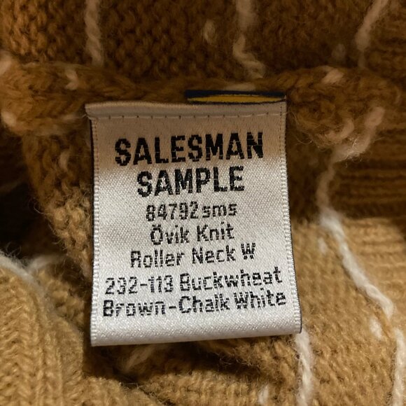 Fjallraven Ovik Knit Roller Neck 100% wool sweater brown/white Medium NWT Sample - Picture 2 of 3
